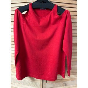 JOAN VASS Cold Shoulder Top Shirt 3 XL 14 16 Red
